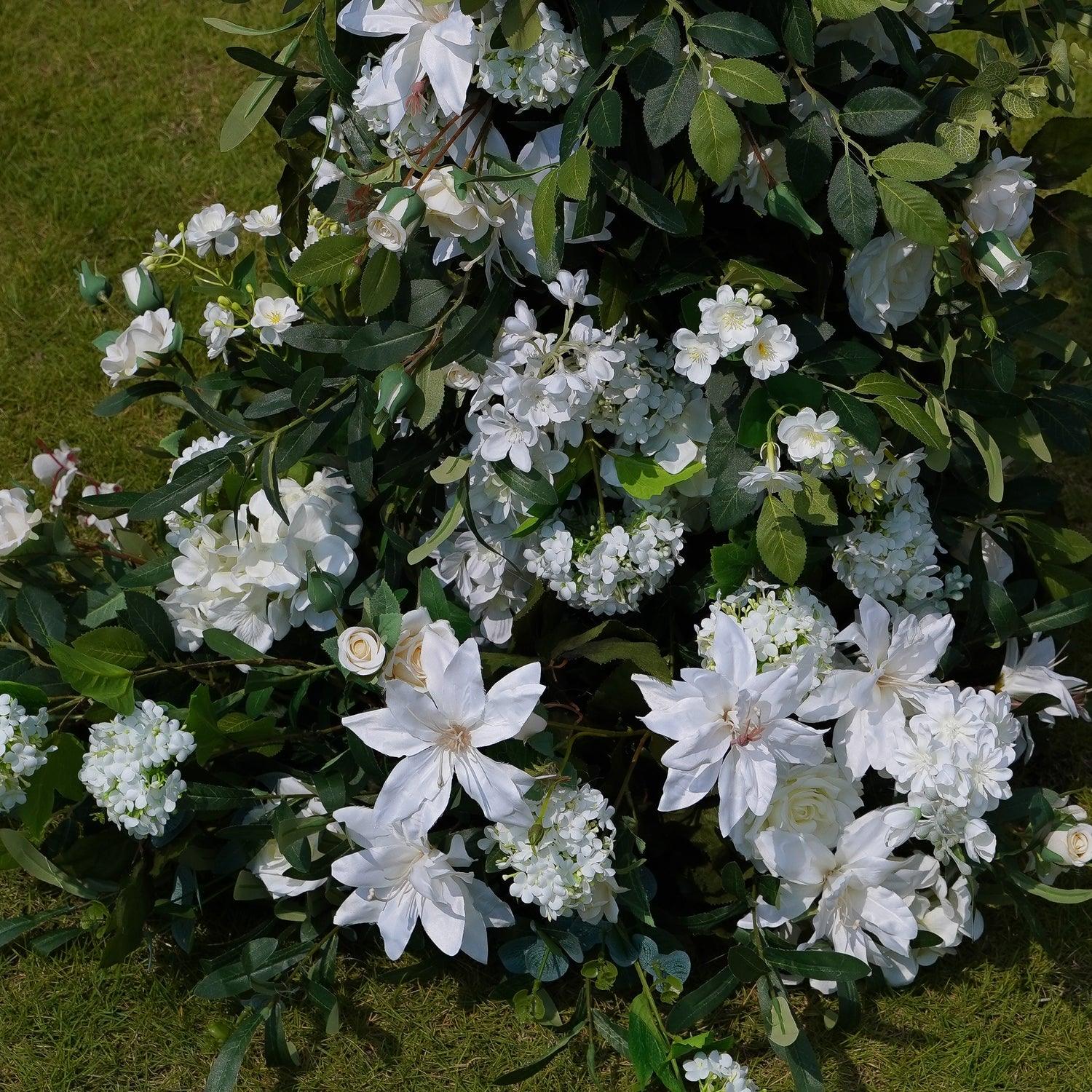 Simulated Huasen White Rose Wedding Corner Arch Decoration(No Stand)